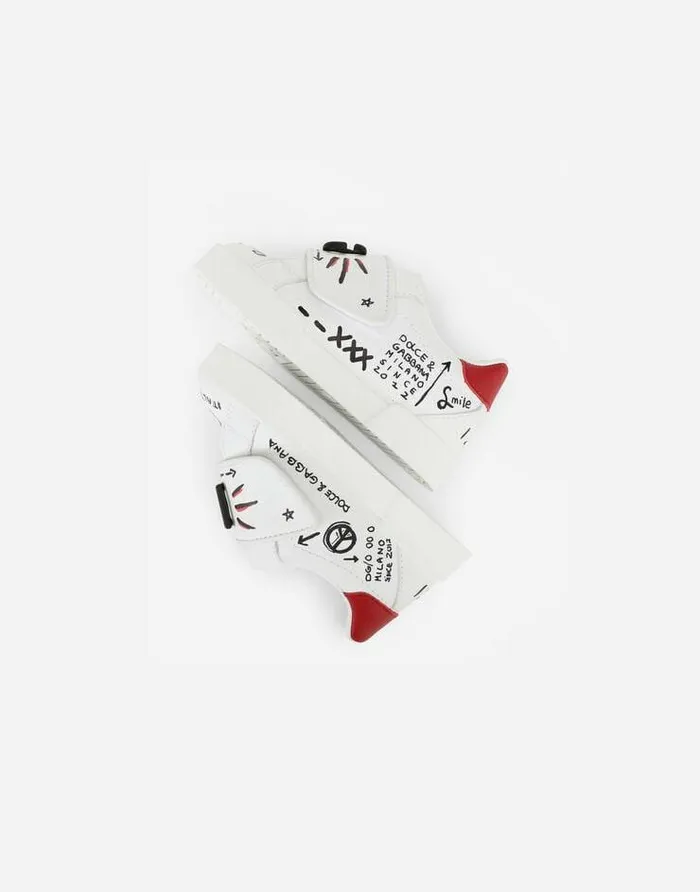 Dolce and Gabbana Shoes For First Steps 1926 Children Calfskin Portofino Light Sneakers Multicolor