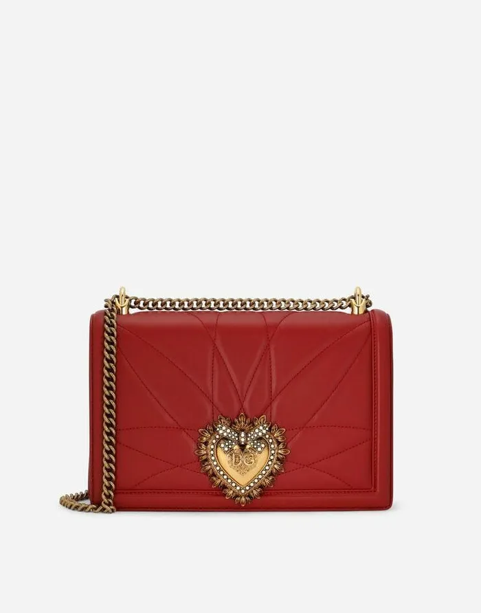 Dolce and Gabbana Shoulder And Crossbody Bags Women Large Devotion Bag In Quilted Nappa Leather Red