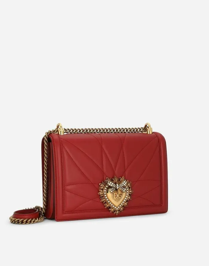 Dolce and Gabbana Shoulder And Crossbody Bags Women Large Devotion Bag In Quilted Nappa Leather Red Dolce and Gabbana Shoulder And Crossbody Bags Women Large Devotion Bag In Quilted Nappa Leather Red