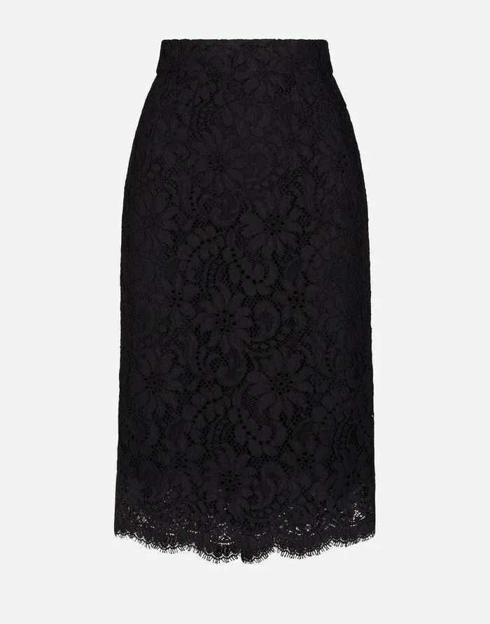 Dolce and Gabbana Skirts Women Lace Midi Skirt Black