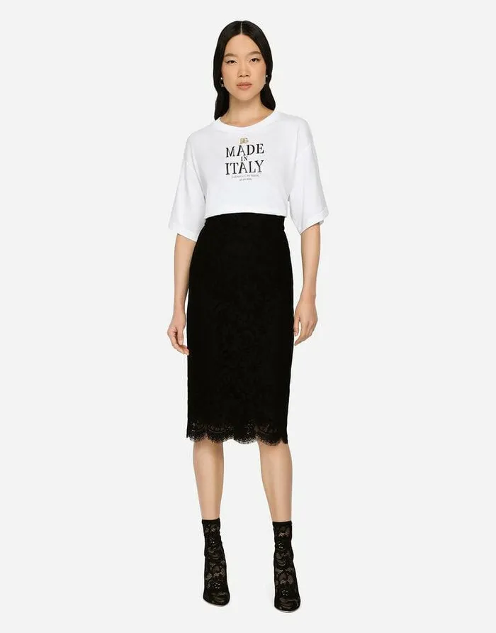 Dolce and Gabbana Skirts Women Lace Midi Skirt Black Dolce and Gabbana Skirts Women Lace Midi Skirt Black