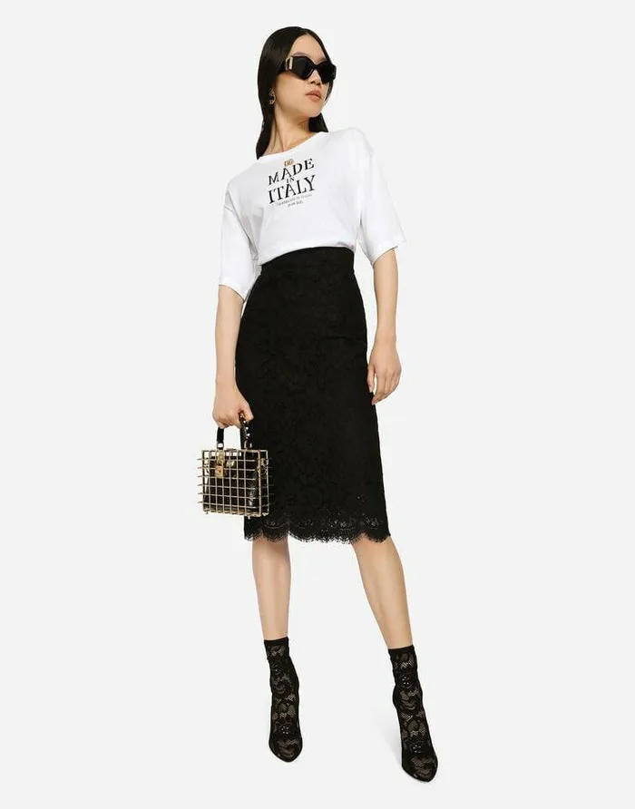 Dolce and Gabbana Skirts Women Lace Midi Skirt Black Dolce and Gabbana Skirts Women Lace Midi Skirt Black