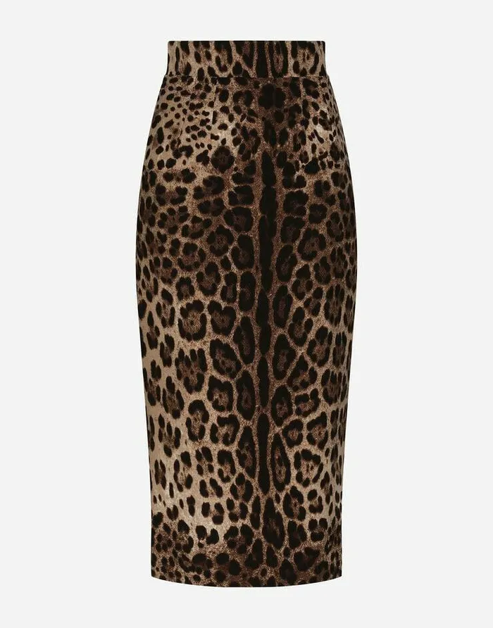 Dolce and Gabbana Skirts Women Leopardprint Double Crepe Calflength Skirt Animal Print Dolce and Gabbana Skirts Women Leopardprint Double Crepe Calflength Skirt Animal Print