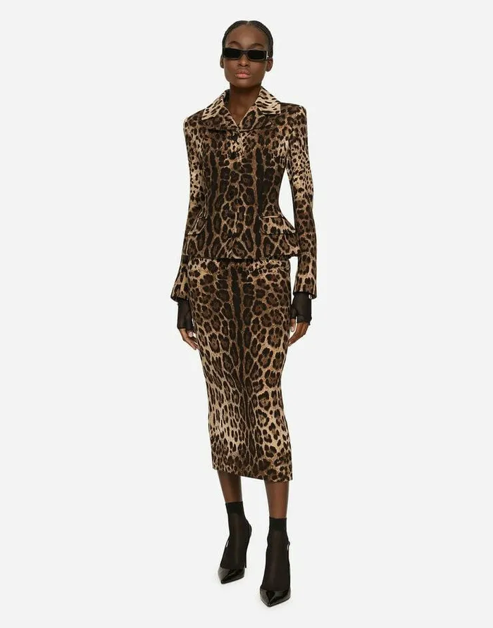 Dolce and Gabbana Skirts Women Leopardprint Double Crepe Calflength Skirt Animal Print Dolce and Gabbana Skirts Women Leopardprint Double Crepe Calflength Skirt Animal Print