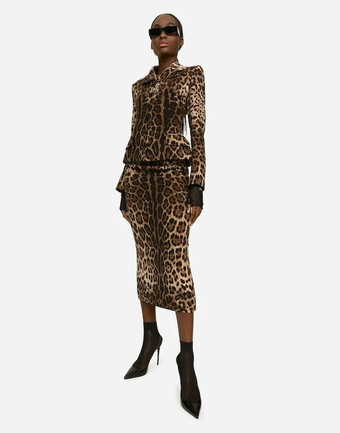 Dolce and Gabbana Skirts Women Leopardprint Double Crepe Calflength Skirt Animal Print Dolce and Gabbana Skirts Women Leopardprint Double Crepe Calflength Skirt Animal Print