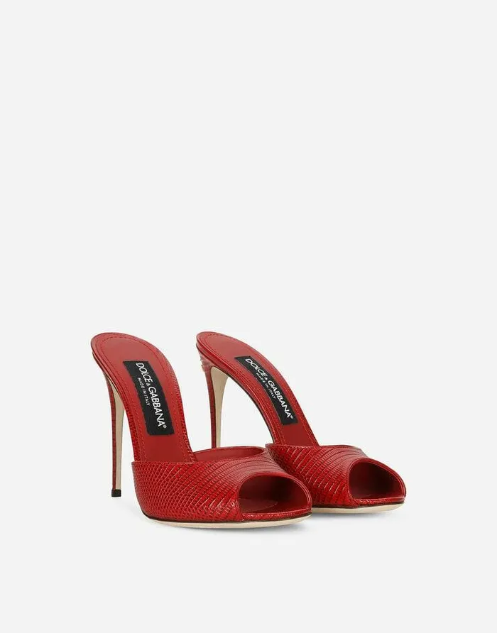 Dolce and Gabbana Slides And Mules Women Calfskin Mules Red Dolce and Gabbana Slides And Mules Women Calfskin Mules Red