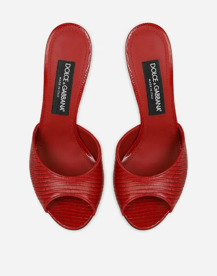 Dolce and Gabbana Slides And Mules Women Calfskin Mules Red Dolce and Gabbana Slides And Mules Women Calfskin Mules Red