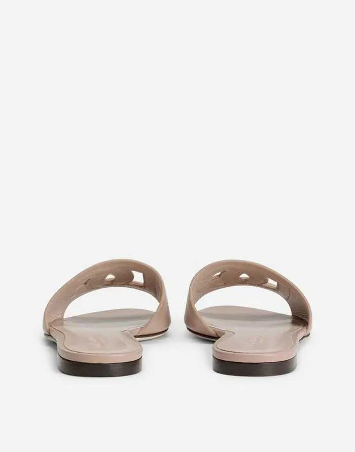 Dolce and Gabbana Slides And Mules Women Calfskin Slides With DG Logo Pale Pink Dolce and Gabbana Slides And Mules Women Calfskin Slides With DG Logo Pale Pink
