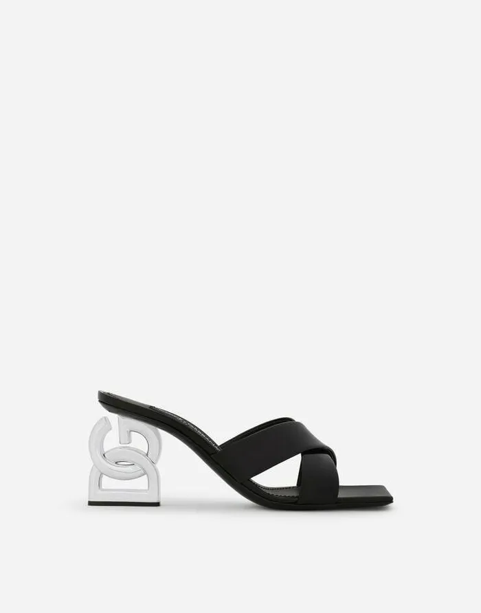 Dolce and Gabbana Slides And Mules Women Polished Calfskin Mules With 35 Heel Black