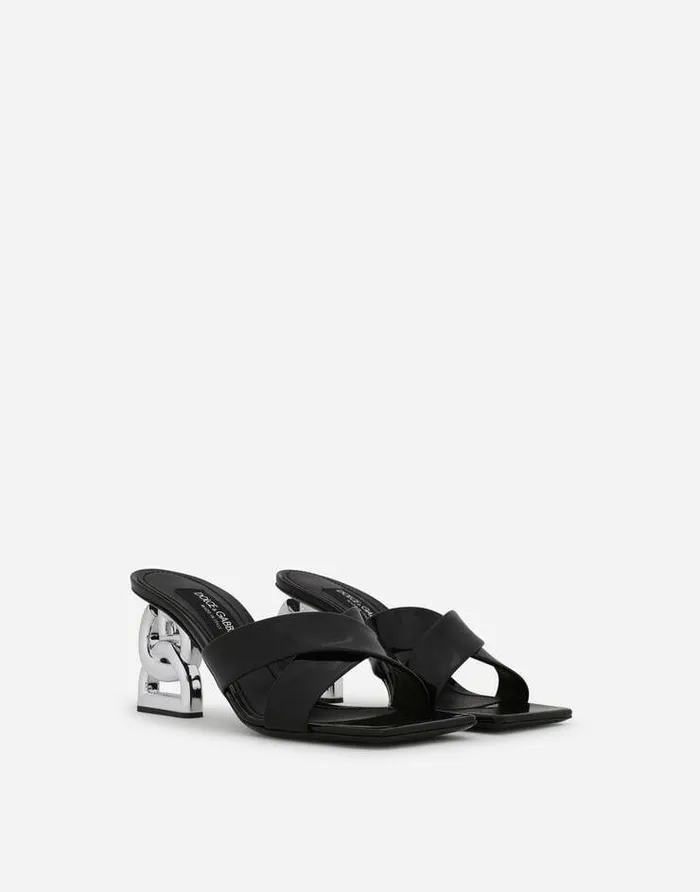 Dolce and Gabbana Slides And Mules Women Polished Calfskin Mules With 35 Heel Black Dolce and Gabbana Slides And Mules Women Polished Calfskin Mules With 35 Heel Black
