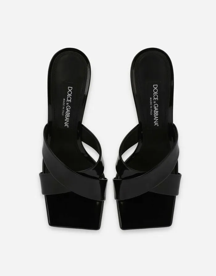 Dolce and Gabbana Slides And Mules Women Polished Calfskin Mules With 35 Heel Black Dolce and Gabbana Slides And Mules Women Polished Calfskin Mules With 35 Heel Black