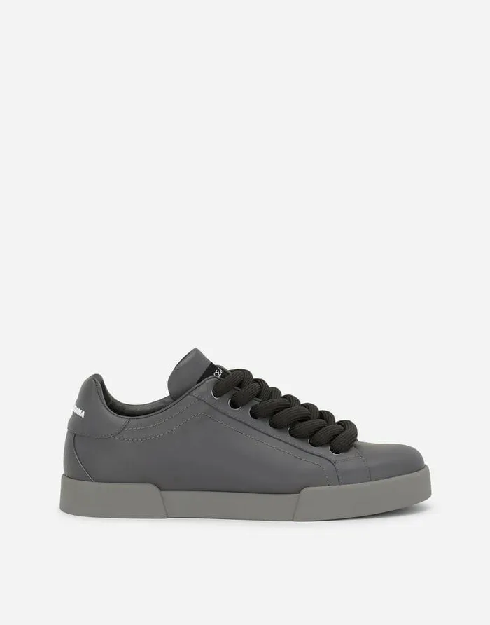 Dolce and Gabbana Sneakers Men Calfskin Portofino Sneakers Grey