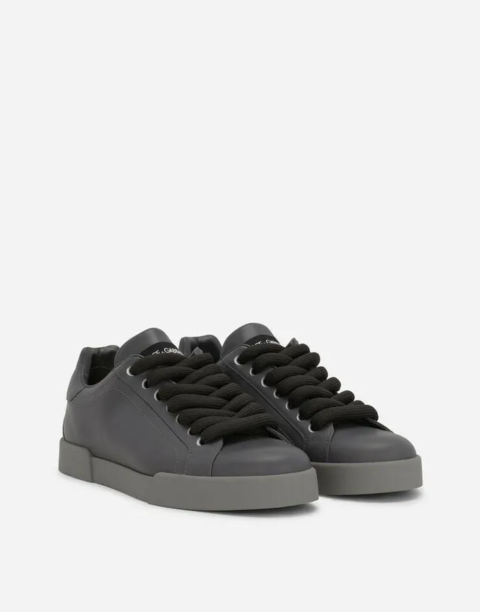 Dolce and Gabbana Sneakers Men Calfskin Portofino Sneakers Grey