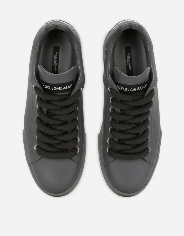 Dolce and Gabbana Sneakers Men Calfskin Portofino Sneakers Grey