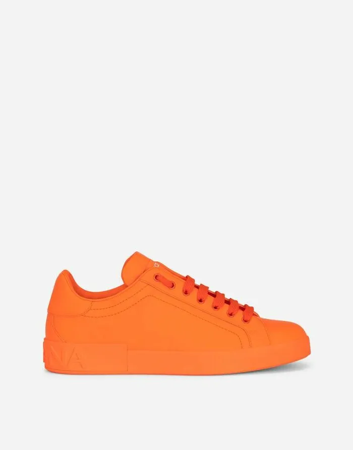 Dolce and Gabbana Sneakers Men Calfskin Portofino Sneakers Orange