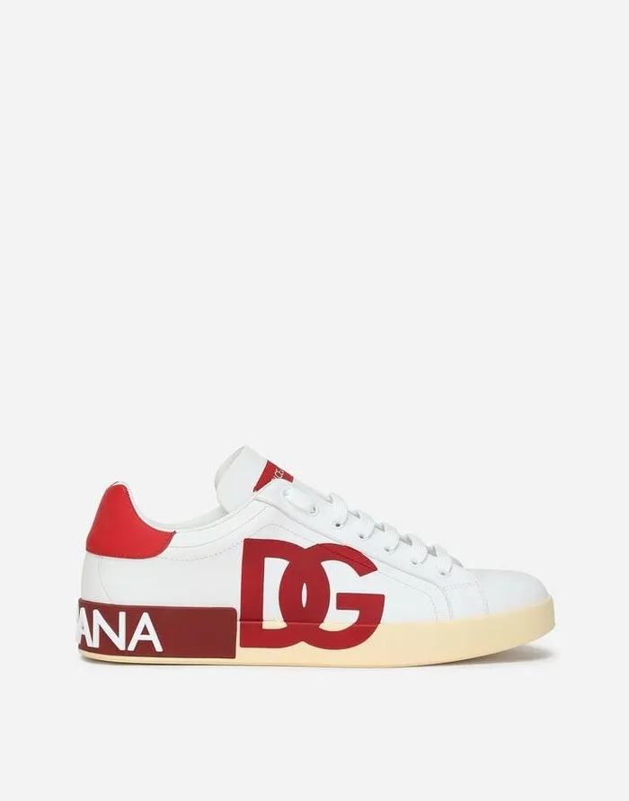 Dolce and Gabbana Sneakers Men Calfskin Portofino Sneakers With DG Logo Print Multicolor Dolce and Gabbana Sneakers Men Calfskin Portofino Sneakers With DG Logo Print Multicolor