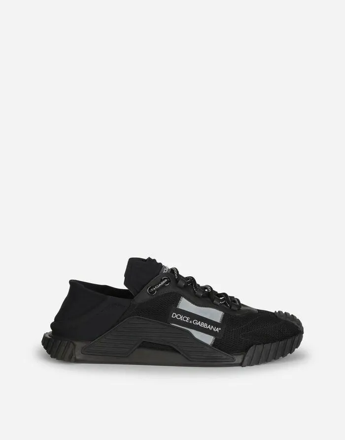 Dolce and Gabbana Sneakers Men NS1 Slip On Sneakers In Mixed Materials Black