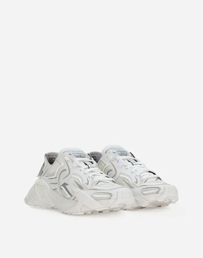 Dolce and Gabbana Sneakers Women Technical Fabric Fast Sneakers White Dolce and Gabbana Sneakers Women Technical Fabric Fast Sneakers White