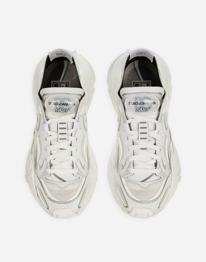 Dolce and Gabbana Sneakers Women Technical Fabric Fast Sneakers White Dolce and Gabbana Sneakers Women Technical Fabric Fast Sneakers White