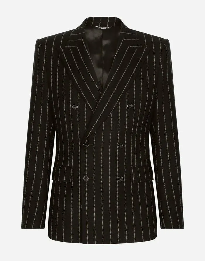 Dolce and Gabbana Suits And Blazers Men Doublebreasted Jacket In Pinstripe Stretch Wool Multicolor Dolce and Gabbana Suits And Blazers Men Doublebreasted Jacket In Pinstripe Stretch Wool Multicolor