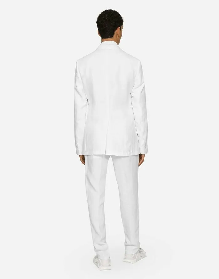 Dolce and Gabbana Suits And Blazers Men Doublebreasted Linen Taormina Jacket White Dolce and Gabbana Suits And Blazers Men Doublebreasted Linen Taormina Jacket White