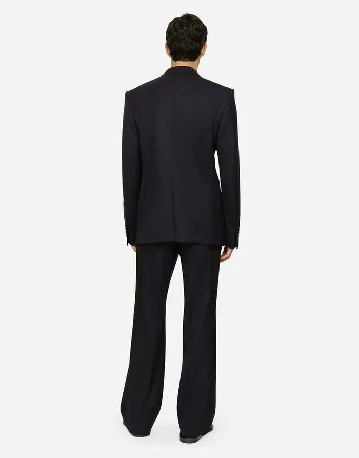 Dolce and Gabbana Suits And Blazers Men Doublebreasted Stretch Wool Siciliafit Jacket Blue Dolce and Gabbana Suits And Blazers Men Doublebreasted Stretch Wool Siciliafit Jacket Blue