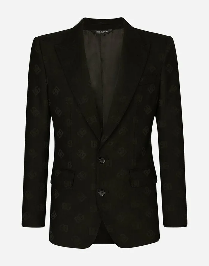Dolce and Gabbana Suits And Blazers Men Singlebreasted Jacquard Siciliafit Jacket With DG Monogram Design Black Dolce and Gabbana Suits And Blazers Men Singlebreasted Jacquard Siciliafit Jacket With DG Monogram Design Black