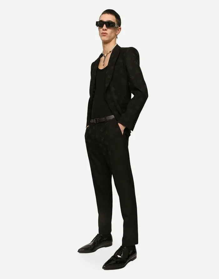 Dolce and Gabbana Suits And Blazers Men Singlebreasted Jacquard Siciliafit Jacket With DG Monogram Design Black Dolce and Gabbana Suits And Blazers Men Singlebreasted Jacquard Siciliafit Jacket With DG Monogram Design Black