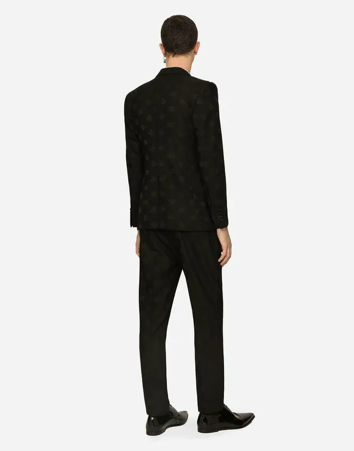 Dolce and Gabbana Suits And Blazers Men Singlebreasted Jacquard Siciliafit Jacket With DG Monogram Design Black Dolce and Gabbana Suits And Blazers Men Singlebreasted Jacquard Siciliafit Jacket With DG Monogram Design Black