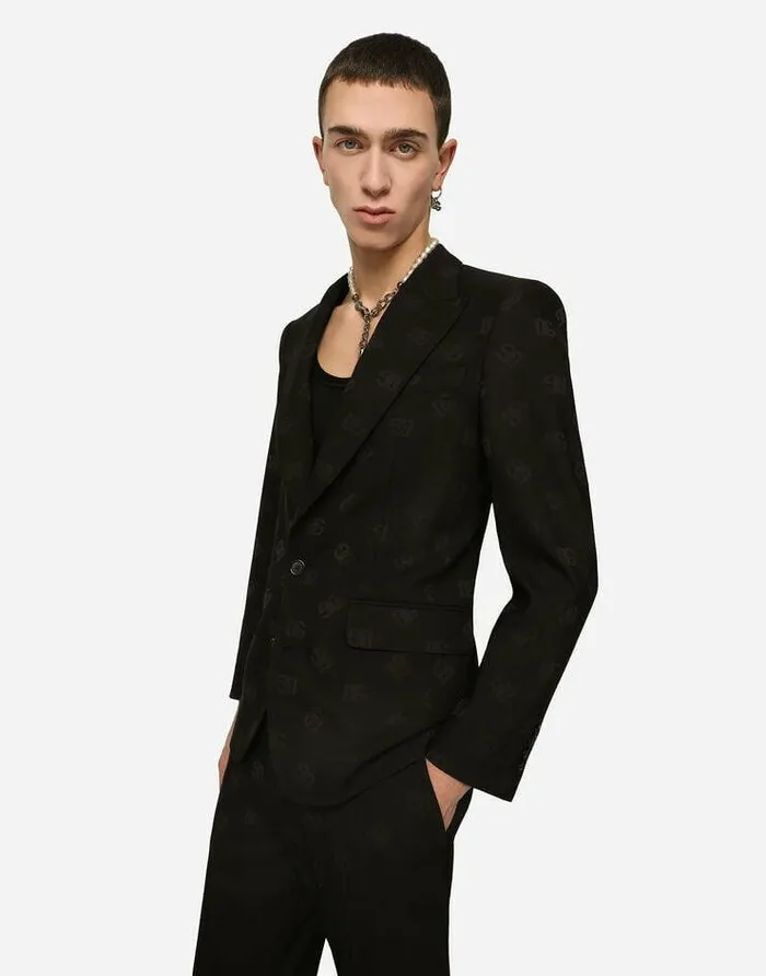 Dolce and Gabbana Suits And Blazers Men Singlebreasted Jacquard Siciliafit Jacket With DG Monogram Design Black Dolce and Gabbana Suits And Blazers Men Singlebreasted Jacquard Siciliafit Jacket With DG Monogram Design Black
