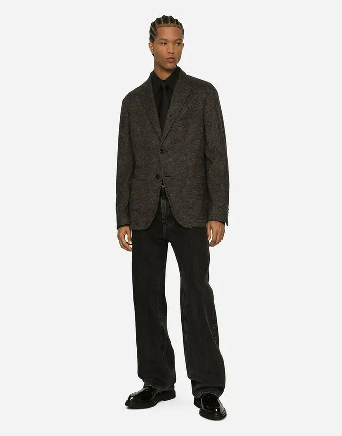 Dolce and Gabbana Suits And Blazers Men Singlebreasted Jersey Glen Plaid Jacket Multicolor Dolce and Gabbana Suits And Blazers Men Singlebreasted Jersey Glen Plaid Jacket Multicolor