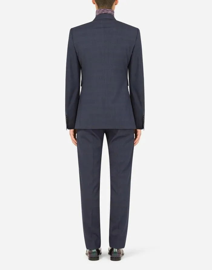 Dolce and Gabbana Suits And Blazers Men Stretch Glen Plaid Wool Siciliafit Suit Multicolor