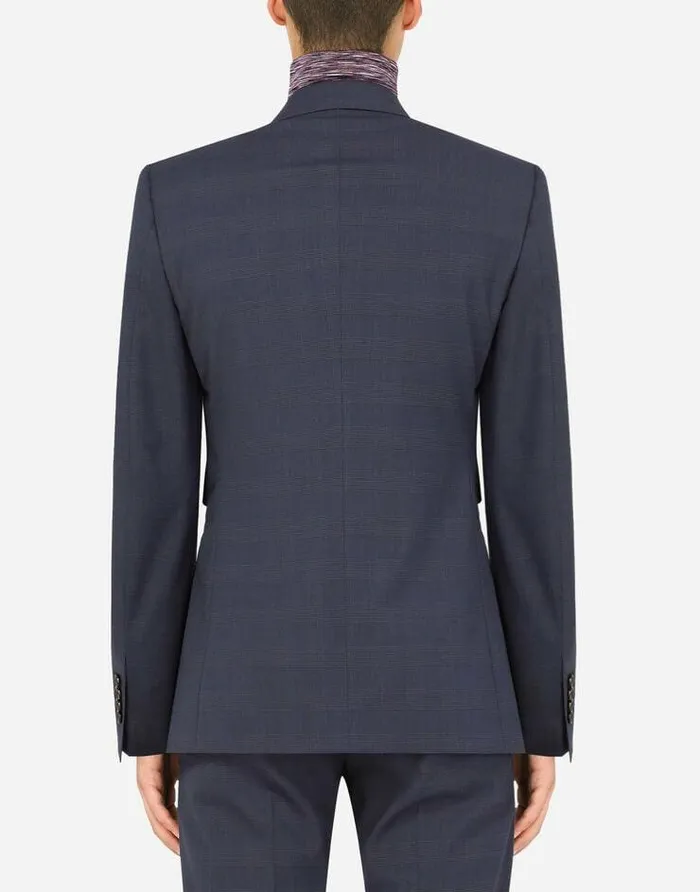 Dolce and Gabbana Suits And Blazers Men Stretch Glen Plaid Wool Siciliafit Suit Multicolor
