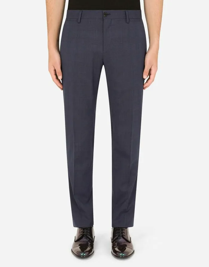 Dolce and Gabbana Suits And Blazers Men Stretch Glen Plaid Wool Siciliafit Suit Multicolor
