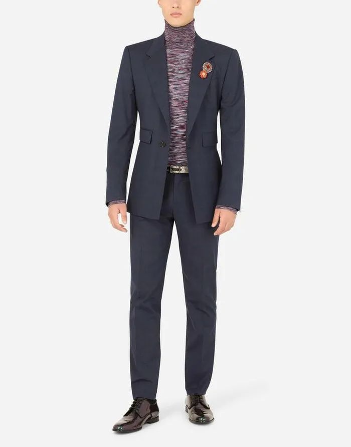 Dolce and Gabbana Suits And Blazers Men Stretch Glen Plaid Wool Siciliafit Suit Multicolor