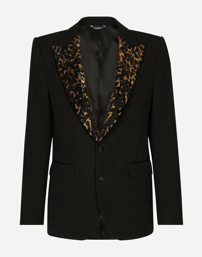 Dolce and Gabbana Suits And Blazers Men Stretch Wool Fabric Siciliafit Tuxedo Jacket Black Dolce and Gabbana Suits And Blazers Men Stretch Wool Fabric Siciliafit Tuxedo Jacket Black