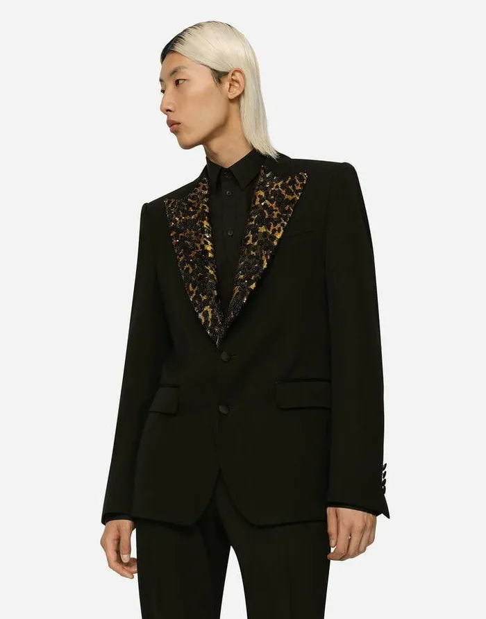Dolce and Gabbana Suits And Blazers Men Stretch Wool Fabric Siciliafit Tuxedo Jacket Black Dolce and Gabbana Suits And Blazers Men Stretch Wool Fabric Siciliafit Tuxedo Jacket Black