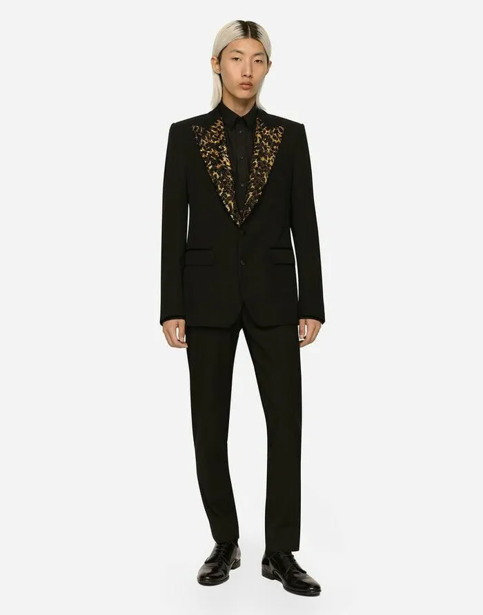 Dolce and Gabbana Suits And Blazers Men Stretch Wool Fabric Siciliafit Tuxedo Jacket Black Dolce and Gabbana Suits And Blazers Men Stretch Wool Fabric Siciliafit Tuxedo Jacket Black