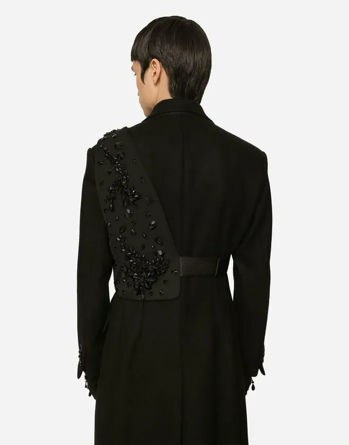 Dolce and Gabbana Suits And Blazers Men Technical Fabric Harness With Stones Black Dolce and Gabbana Suits And Blazers Men Technical Fabric Harness With Stones Black