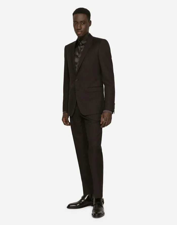 Dolce and Gabbana Suits And Blazers Men Wool And Silk Martinifit Suit Bordeaux Dolce and Gabbana Suits And Blazers Men Wool And Silk Martinifit Suit Bordeaux