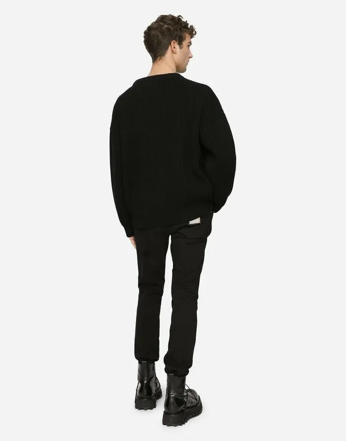 Dolce and Gabbana Sweaters And Cardigans Men Cashmere Roundneck Sweater With DG Logo Inlay Multicolor Dolce and Gabbana Sweaters And Cardigans Men Cashmere Roundneck Sweater With DG Logo Inlay Multicolor