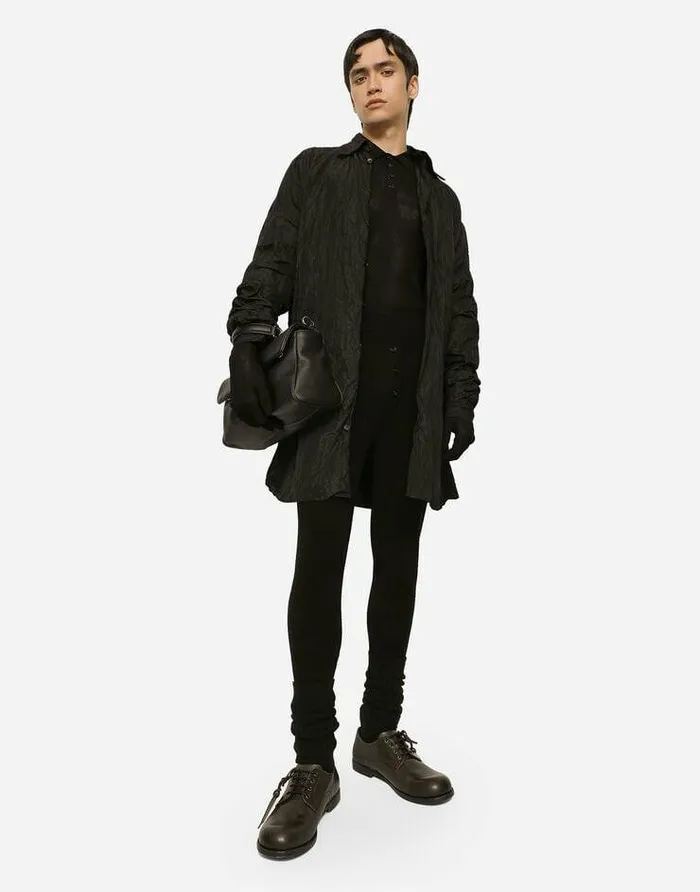 Dolce and Gabbana Sweaters And Cardigans Men Ribbed Viscose Poloshirt Black