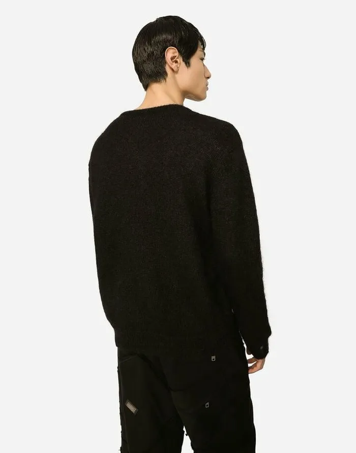 Dolce and Gabbana Sweaters And Cardigans Men Roundneck Mohair Wool Sweater Black Dolce and Gabbana Sweaters And Cardigans Men Roundneck Mohair Wool Sweater Black