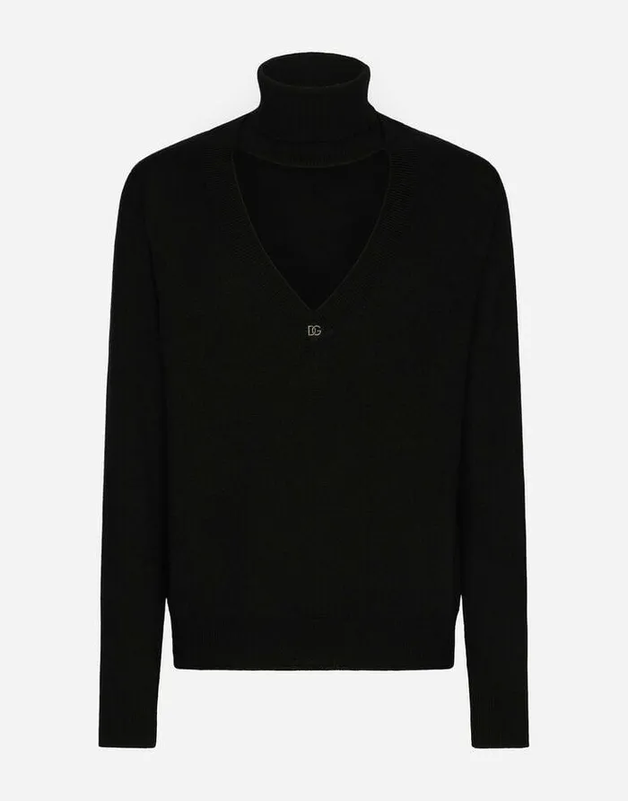 Dolce and Gabbana Sweaters And Cardigans Men Turtleneck Pullover In Virgin Wool Black