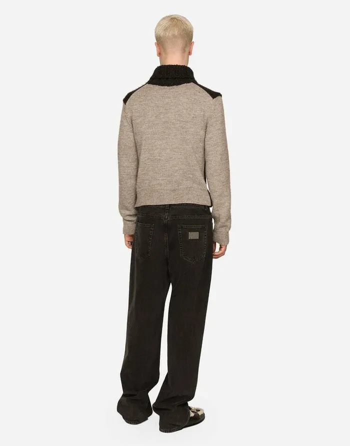 Dolce and Gabbana Sweaters And Cardigans Men Twotone Wool And Alpaca Turtleneck Sweater Multicolor Dolce and Gabbana Sweaters And Cardigans Men Twotone Wool And Alpaca Turtleneck Sweater Multicolor