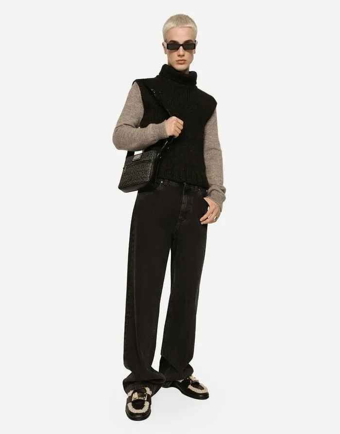 Dolce and Gabbana Sweaters And Cardigans Men Twotone Wool And Alpaca Turtleneck Sweater Multicolor Dolce and Gabbana Sweaters And Cardigans Men Twotone Wool And Alpaca Turtleneck Sweater Multicolor