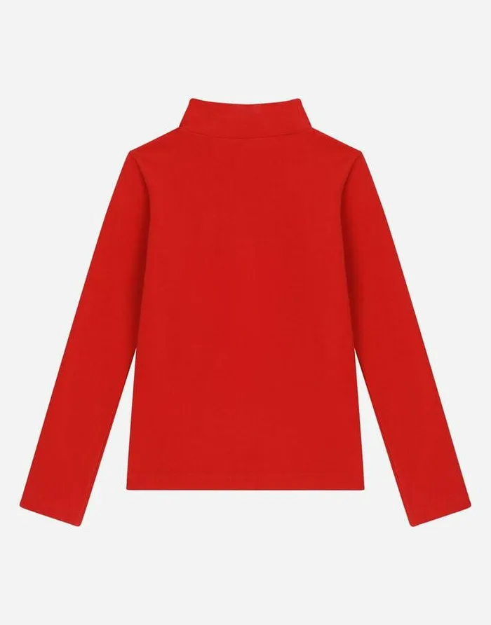 Dolce and Gabbana Sweaters Children Interlock Tshirt With DG Embroidery Bordeaux Dolce and Gabbana Sweaters Children Interlock Tshirt With DG Embroidery Bordeaux
