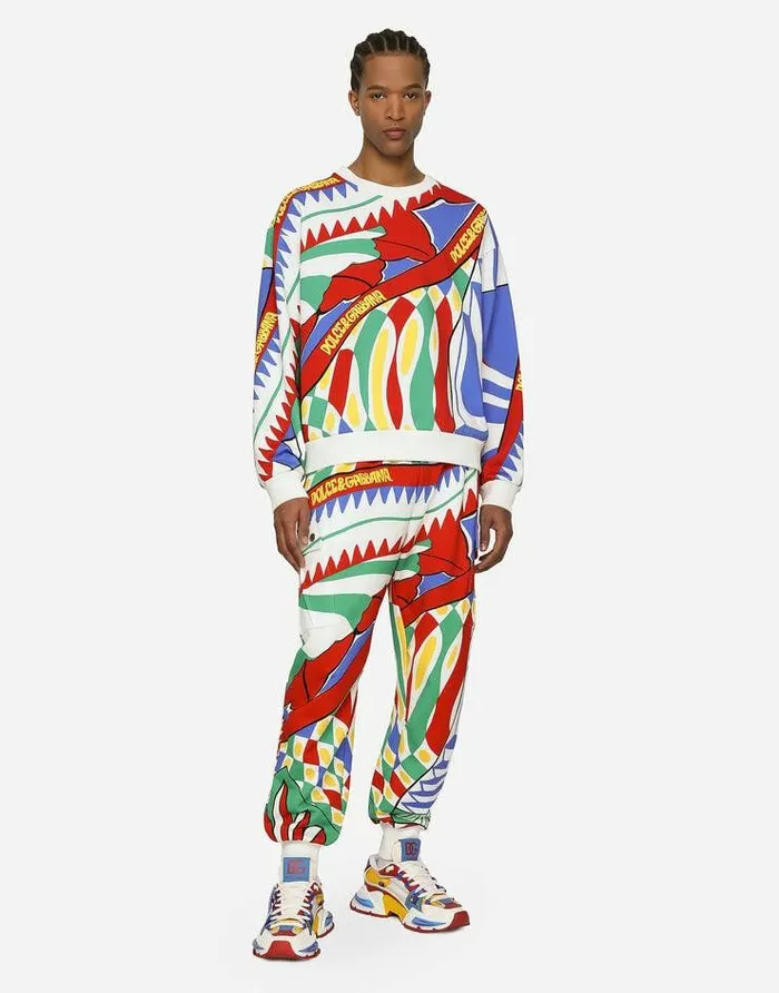 Dolce and Gabbana Sweatshirts Men Carrettoprint Cotton Jersey Sweatshirt Multicolor Dolce and Gabbana Sweatshirts Men Carrettoprint Cotton Jersey Sweatshirt Multicolor