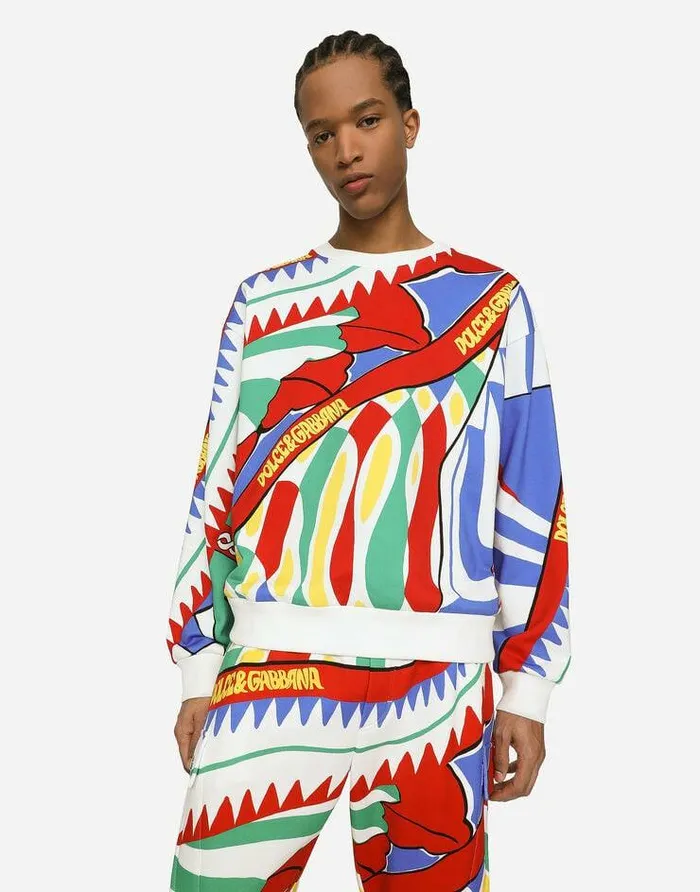 Dolce and Gabbana Sweatshirts Men Carrettoprint Cotton Jersey Sweatshirt Multicolor Dolce and Gabbana Sweatshirts Men Carrettoprint Cotton Jersey Sweatshirt Multicolor