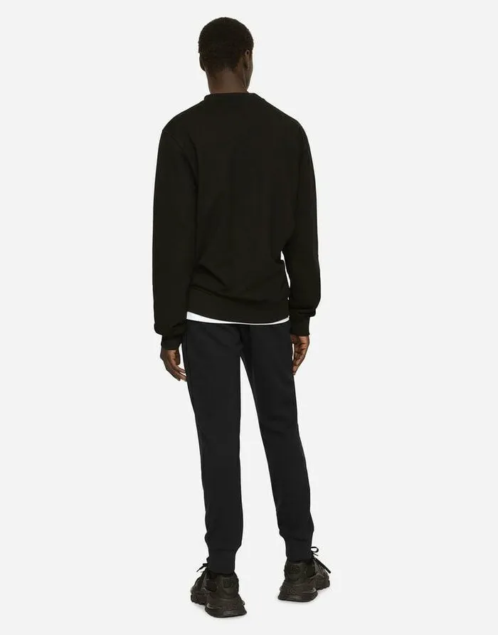 Dolce and Gabbana Sweatshirts Men Jersey Sweatshirt With Branded Tag Black Dolce and Gabbana Sweatshirts Men Jersey Sweatshirt With Branded Tag Black